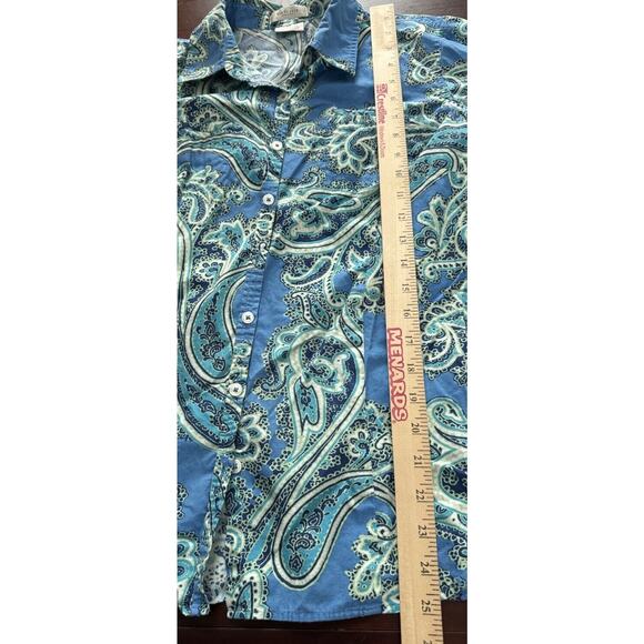 Van Heusen Medium Paisley Button Down Women’s Shirt Career Office Collard Beach - Picture 8 of 9
